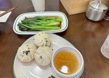 Dumplings and Veggies at small local eatery